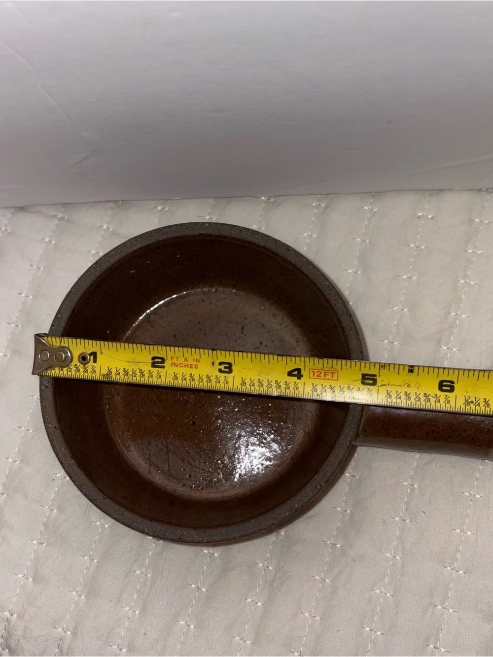 Speckled Brown Ceramic Saucepan with Handle